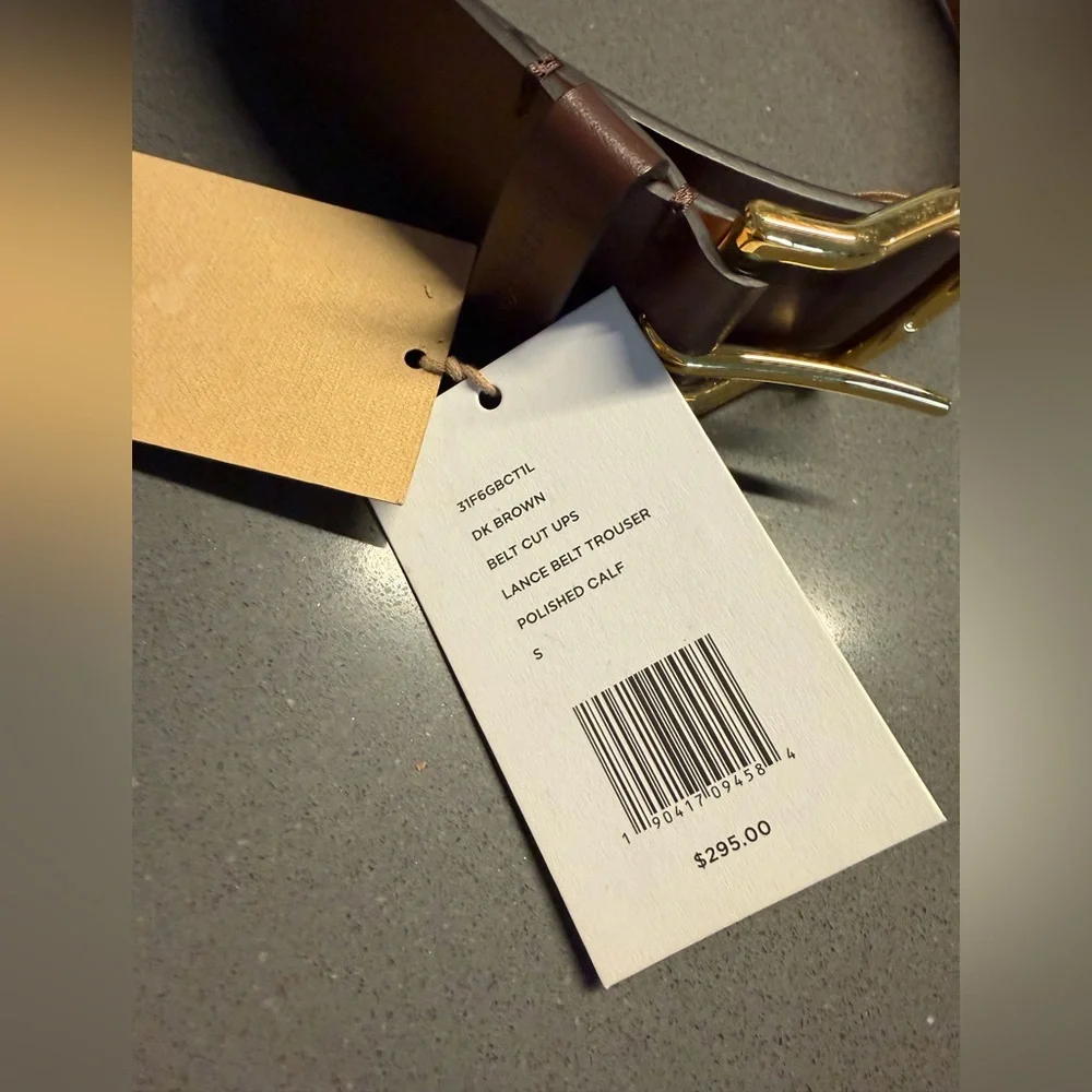 Michael Kors Collection Dark‎ Brown Leather Belt with Gold Buckle Small NEW